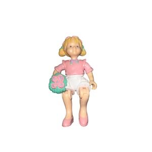 Vtg Fisher Price Loving Family Flower Girl Doll Figure Pink White Blonde Wedding